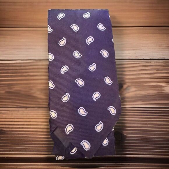 BROOKS BROTHERS MEN'S TIE NAVY BLUE/PAISLEY‎  Width: 4" Length: 58" - Picture 1 of 4